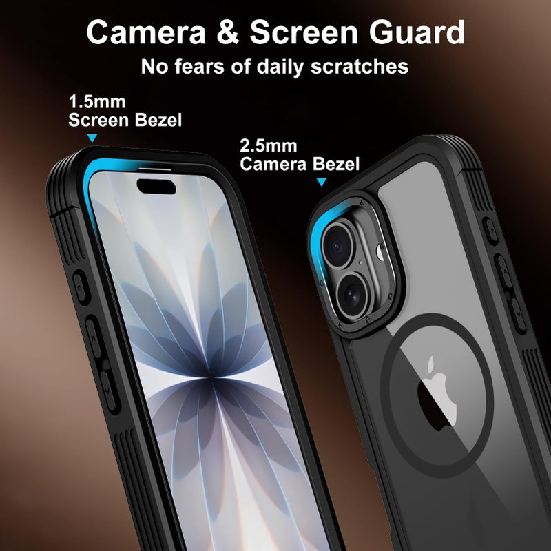 KECAI Magnetic for iPhone 17 Case 6.3" [Compatible with MagSafe] Rugged Full-Body Shockproof Protective Bumper Phone Case with Built-in Screen Protector,Drop Proof Anti-Scratch Clear Back Cover Black - Image 5