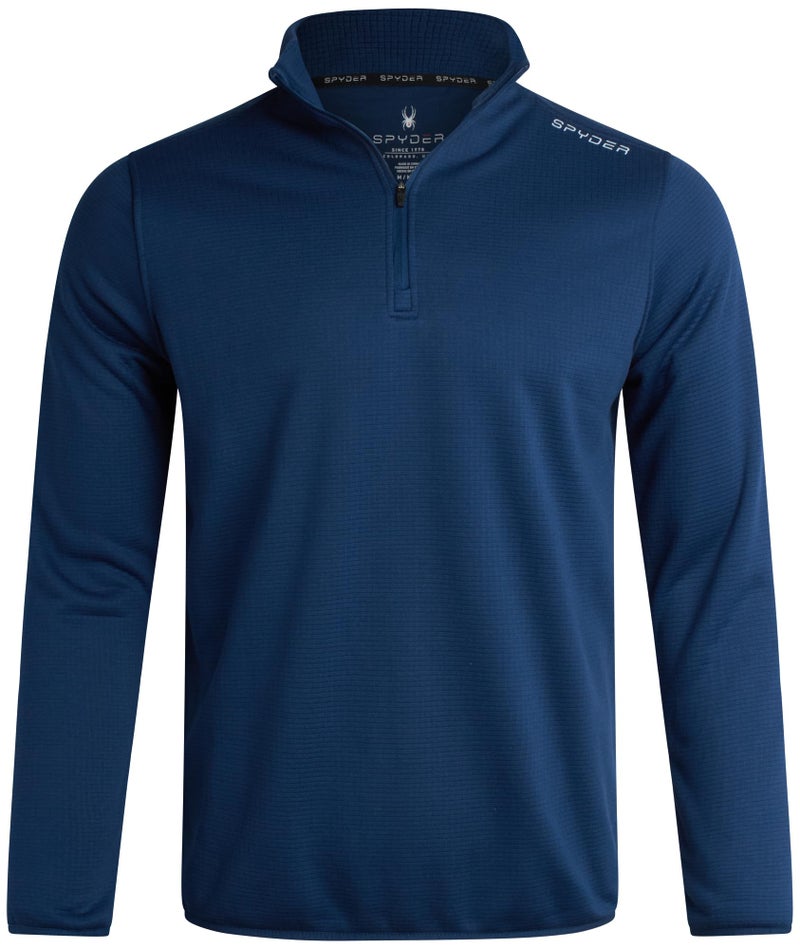 Spyder Mens Quarter Zip Pullover Sweatshirt - Lightweight Soft Fleece Athletic Pullover - Gym & Running Sweatshirts for Men, Size Small, Estate Blue Zip - Image 4