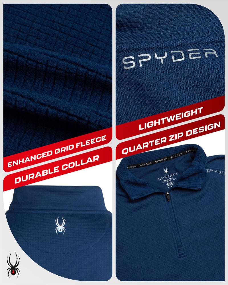 Spyder Mens Quarter Zip Pullover Sweatshirt - Lightweight Soft Fleece Athletic Pullover - Gym & Running Sweatshirts for Men, Size Small, Estate Blue Zip - Image 5