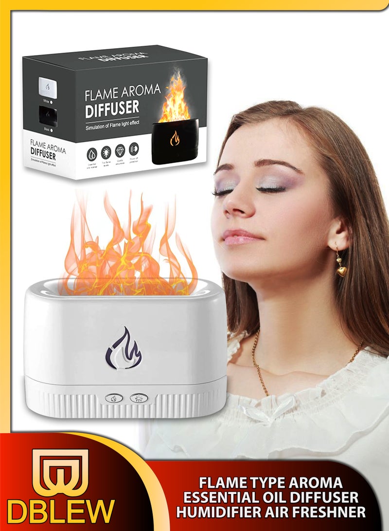 دي بلو موزع مياه لهب بارد ثلاثي الأبعاد للعلاج العطري مع ظل LED دافئ، صانع رذاذ عطري للزيوت العطرية، معطر هواء ومرطب للهواء ومصباح ليلي للضوء المحيط، رذاذ للنوم للمكتب المنزلي - Image 1