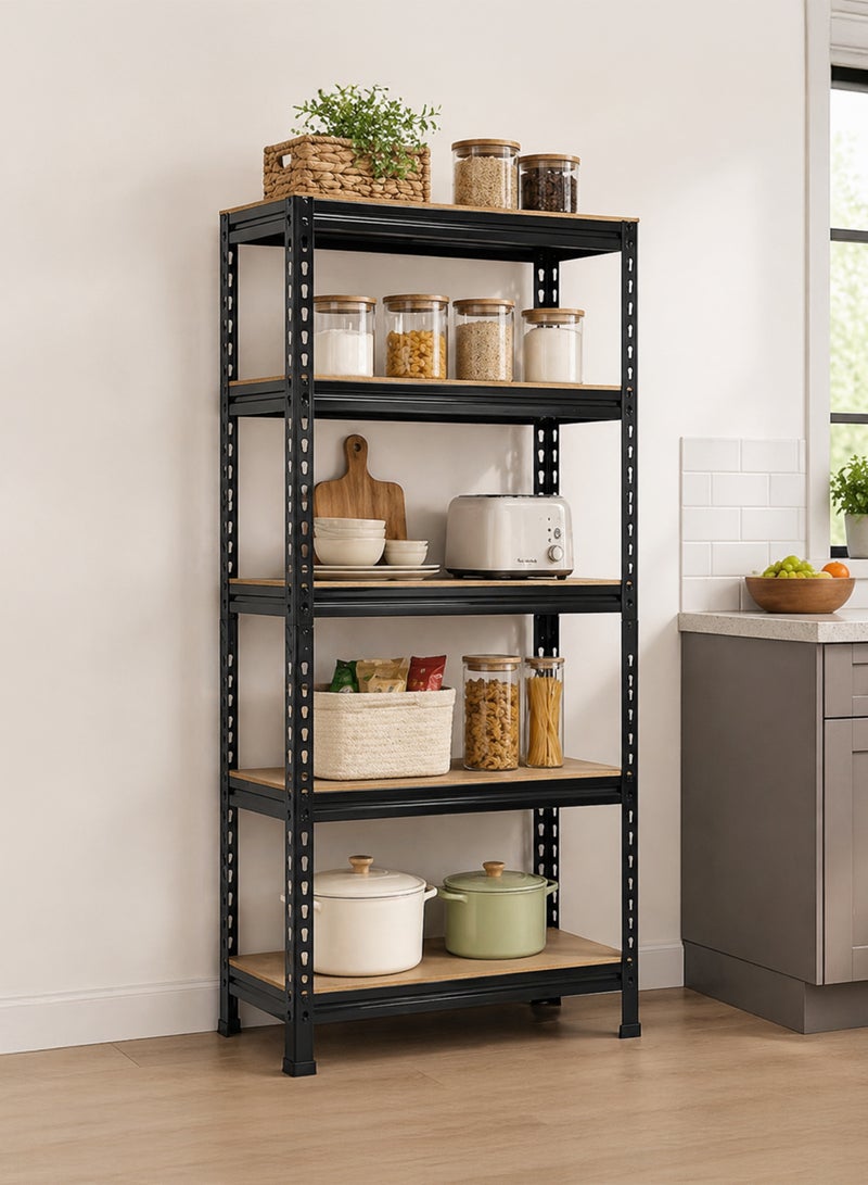 Toshonics Adjustable 5 Layer Metal Rack Shelf Heavy Duty 5 Tier Shelving Unit Storage Organizer Boltless Utility Display Rack Tool and Equipment Shelf for Garage Home Office Kitchen Bathroom Warehouse 60x180x30cm - Image 1