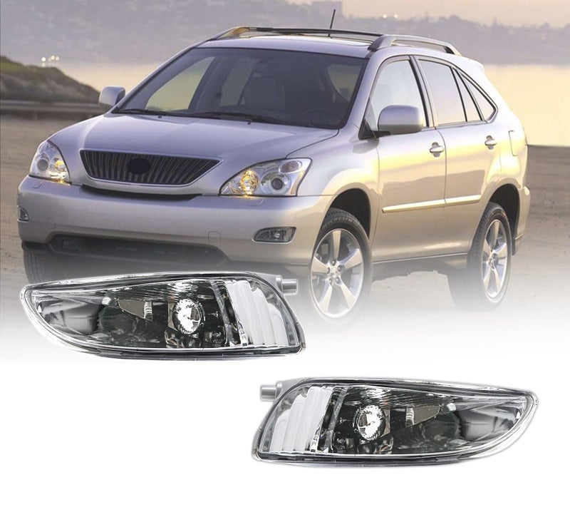 LEVANLIGHT Fog Lights Compatible Lexus RX330 2004 2005 2006RX350 2007 2008 2009 Fog Lights Lamps Driving Lamps wSwitchWiringBulb Clear Lens 812200E010 812100E010
