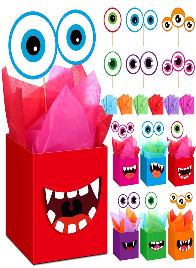 Civaner 6 Sets Halloween Monster Party Decorations Little Monster Theme Table Centerpieces Boxes Cartoon Table Toppers, Cutouts and Sticks for Birthday, Baby Shower Themed Supplies - Image 1