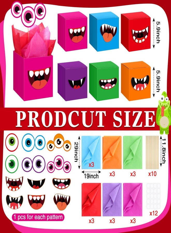 Civaner 6 Sets Halloween Monster Party Decorations Little Monster Theme Table Centerpieces Boxes Cartoon Table Toppers, Cutouts and Sticks for Birthday, Baby Shower Themed Supplies - Image 2