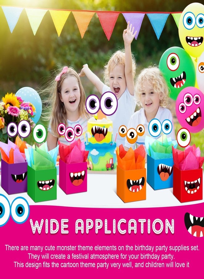 Civaner 6 Sets Halloween Monster Party Decorations Little Monster Theme Table Centerpieces Boxes Cartoon Table Toppers, Cutouts and Sticks for Birthday, Baby Shower Themed Supplies - Image 5