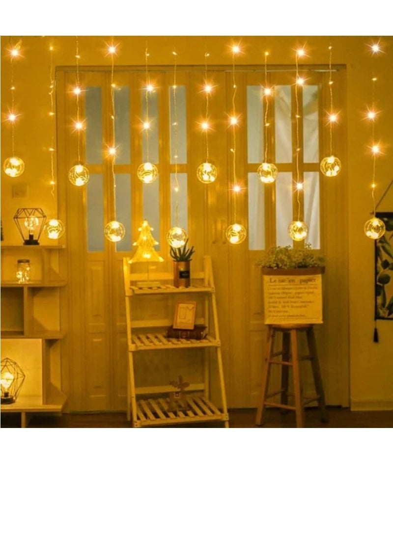 Yuwell Pack Of 12 Pcs Curtain Wish Ball String Lights For Home Decor  - Image 1