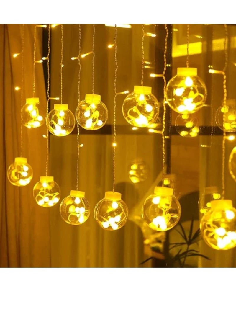 Yuwell Pack Of 12 Pcs Curtain Wish Ball String Lights For Home Decor  - Image 5
