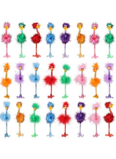 24 Pcs Flamingo Ostrich Novelty Pens Funny Fluffy Flamingo Pen Fun Pens For Kids Adults, Feather Plastic Signing Ballpoint Pens For Birthday Easter Basket Christmas Stocking Stuffers (Black Ink)