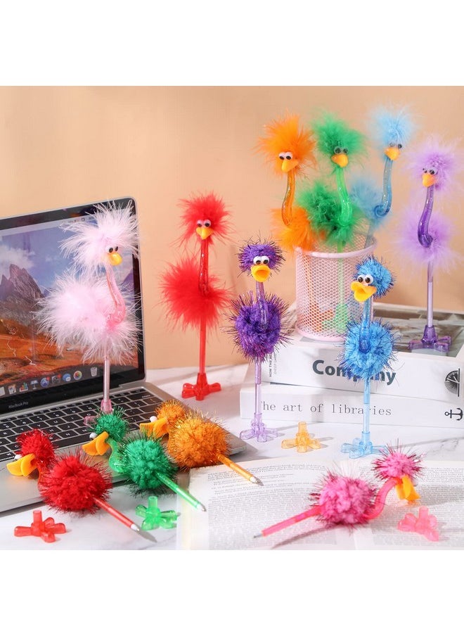 Tinlade - 24 Pcs Flamingo Ostrich Novelty Pens Funny Fluffy Flamingo Pen Fun Pens For Kids Adults, Feather Plastic Signing Ballpoint Pens For Birthday Easter Basket Christmas Stocking Stuffers (Black Ink) - Image 1