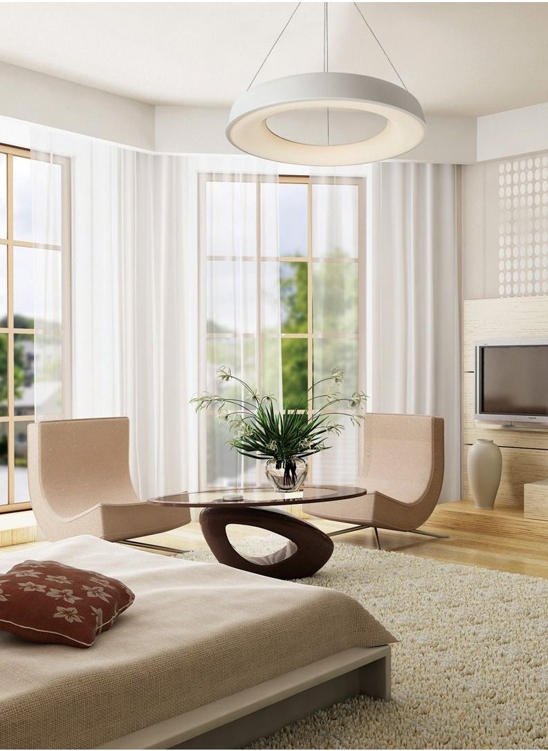 Generic Suspension Light,Dining room Suspension,Kitchen Suspension,Led Pendant,Dia:60cm,42W&3,500 Lumen,Warm White(3000 Kelvin),Driver 1000ma integrated,Circular Donut Shape,E27 Socket,White Finish  - Image 3