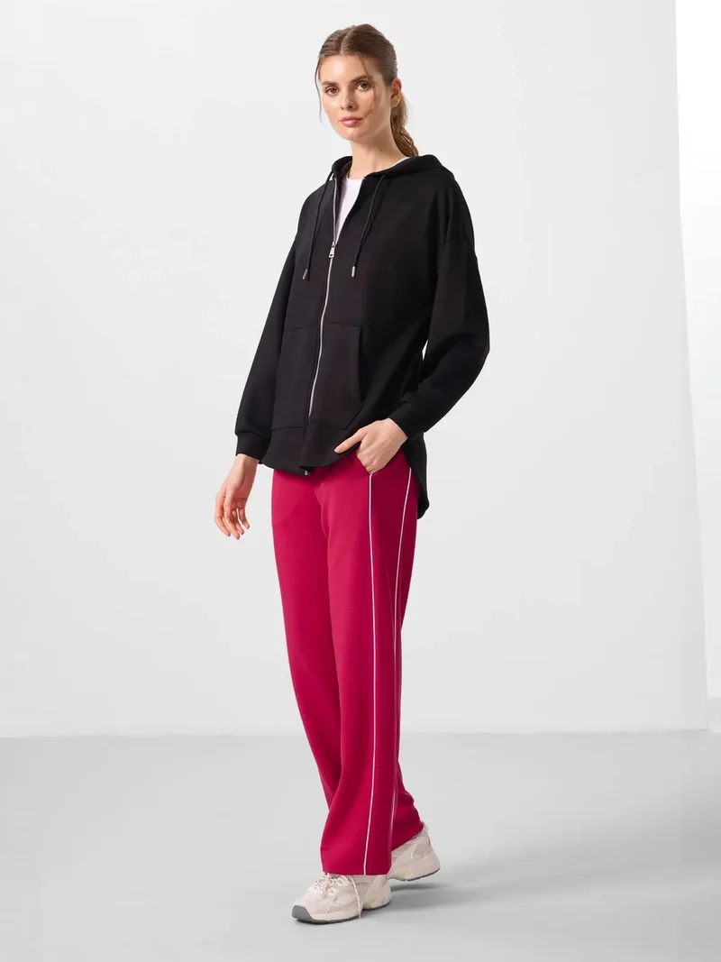 TOMMYLIFE TOMMY Oversized Hooded Long-sleeve Zip Tunic Top