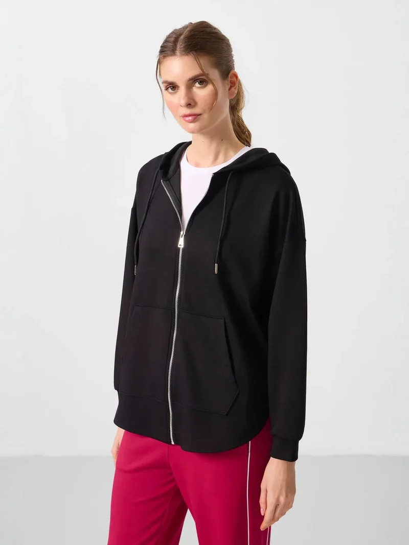 TOMMYLIFE TOMMY Oversized Hooded Long-sleeve Zip Tunic Top