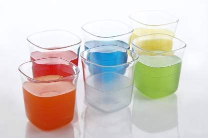 Shopeum Unbreakable Plastic Platinum Design Water Glass Durable and Stylish Drinking Tumbler250 ml Glass Pack of 6 - Image 1