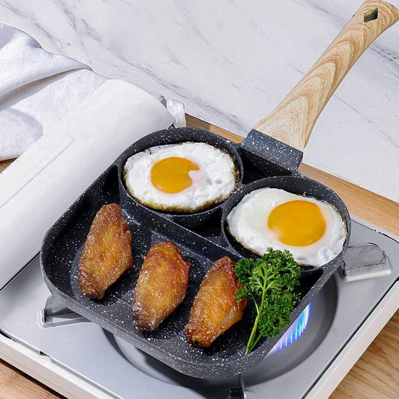 Hexwell مقلاة بيض غير لاصقة بثلاث فتحات من هيكسويل، مقلاة متعددة الاستخدامات للأومليت، الأوتابام، الإيدلي، البرجر، البيض المسلوق، الإفطار في المطبخ (3 فتحات) - Image 2