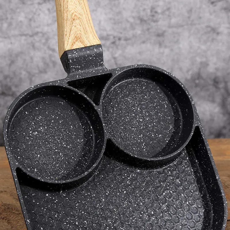 Hexwell مقلاة بيض غير لاصقة بثلاث فتحات من هيكسويل، مقلاة متعددة الاستخدامات للأومليت، الأوتابام، الإيدلي، البرجر، البيض المسلوق، الإفطار في المطبخ (3 فتحات) - Image 5