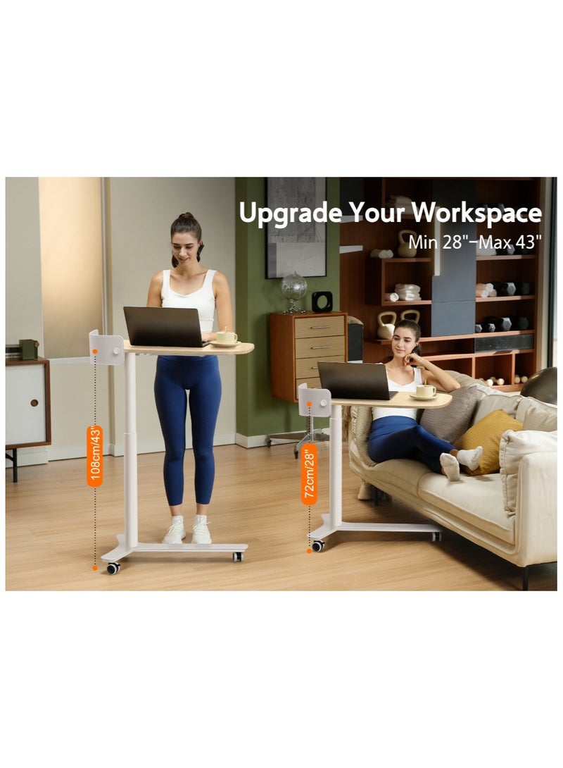 KINGSMITH Kingsmith ETD2 White Color Table | Lockable 360 degrees wheels | pneumatic manual 72-108 cm height adjustment - Image 3