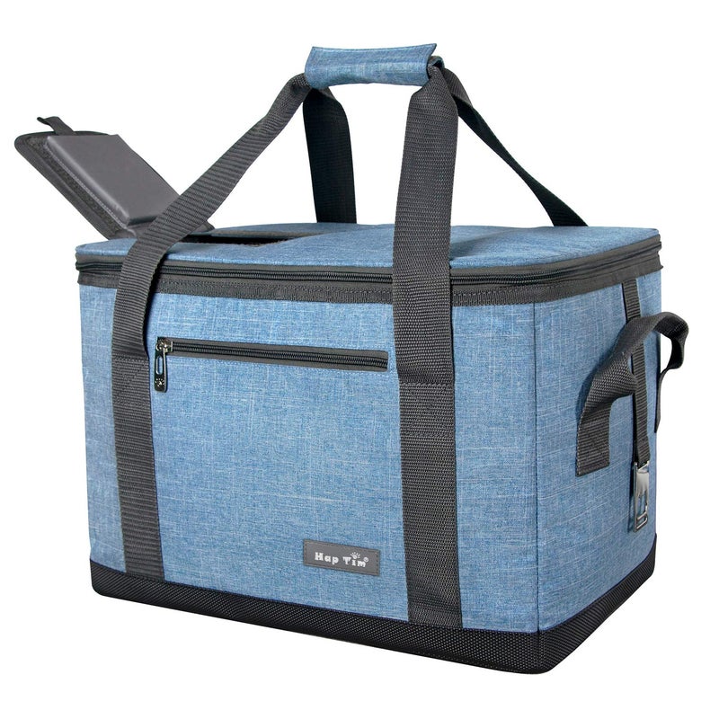 Hap Tim Soft Cooler Bag 40Can Large Reusable Grocery Bags Soft Sided Collapsible Travel Cooler for Outdoor Travel Hiking Beach Picnic BBQ PartyUS13634Blue Grey - Image 1