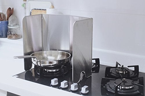 BLUE HOME Splatter Guard for Cooking - Grease Splatter Screen - 4 Sided Splatter Guard Compact Type - Stainless Steel - Unfold 33.26 in x 14.17 in - Fold 8.26 in x 14.17 in x 0.86 in  - Image 3