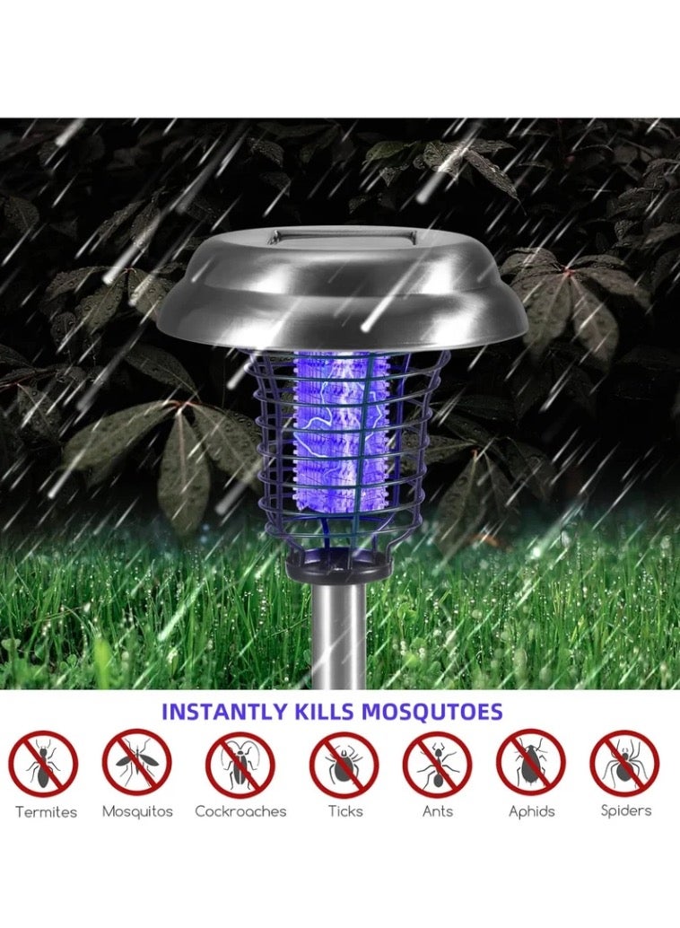 Solar Bug Zapper, Waterproof Outdoor Mosquito Zapper Outdoor Led Mosquito Killer Light Mosquito Repellent, for Indoor Outdoor Use Garden Pathway Patio, 2 Pcs - Image 2