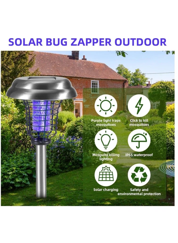 Solar Bug Zapper, Waterproof Outdoor Mosquito Zapper Outdoor Led Mosquito Killer Light Mosquito Repellent, for Indoor Outdoor Use Garden Pathway Patio, 2 Pcs - Image 3