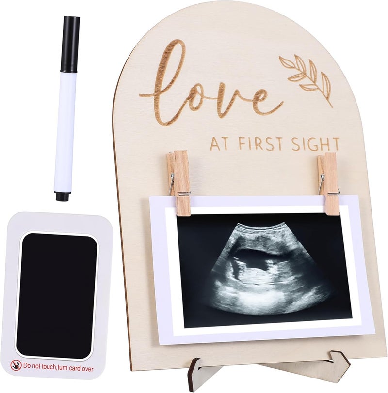 SUPVOX Ultrasonic Photo Frame Name Welcome Nursery Picture Frame Sonogram Photo Decor Girl Shower Sonogram Picture Heartbeat Display Boxwood - Image 1
