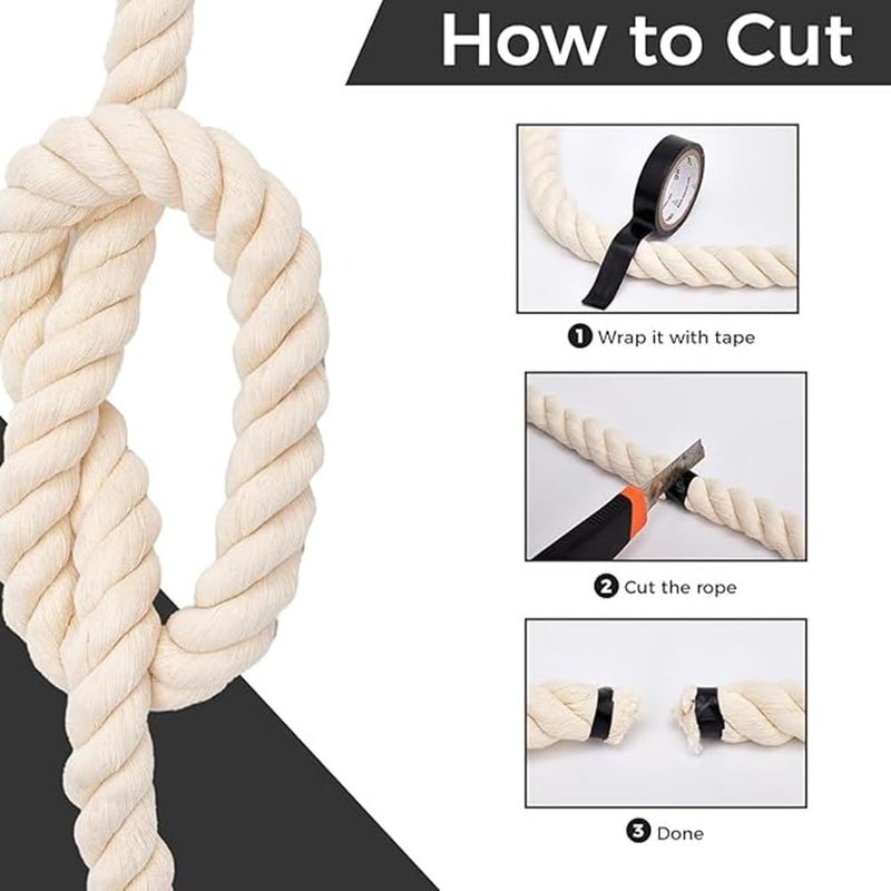 NEWZON 1/2 Inch (Half Inch) Strong Thick Cotton Rope for Craft, Swing, Tug of War, Hanging, Gym, Decoration, Nautical, Landscaping, Railings, Hammock Etc. (35 FEET) - Image 2