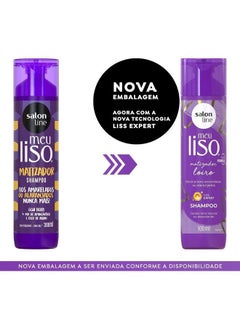 Salon Line Linha Tratamento (Meu Liso) Shampoo Matizador Loiromatizado 300 Ml Treatment (My Straight) Collection Platinumblond Brassiness Control Shampoo 10.14 Fl Oz  - Image 3