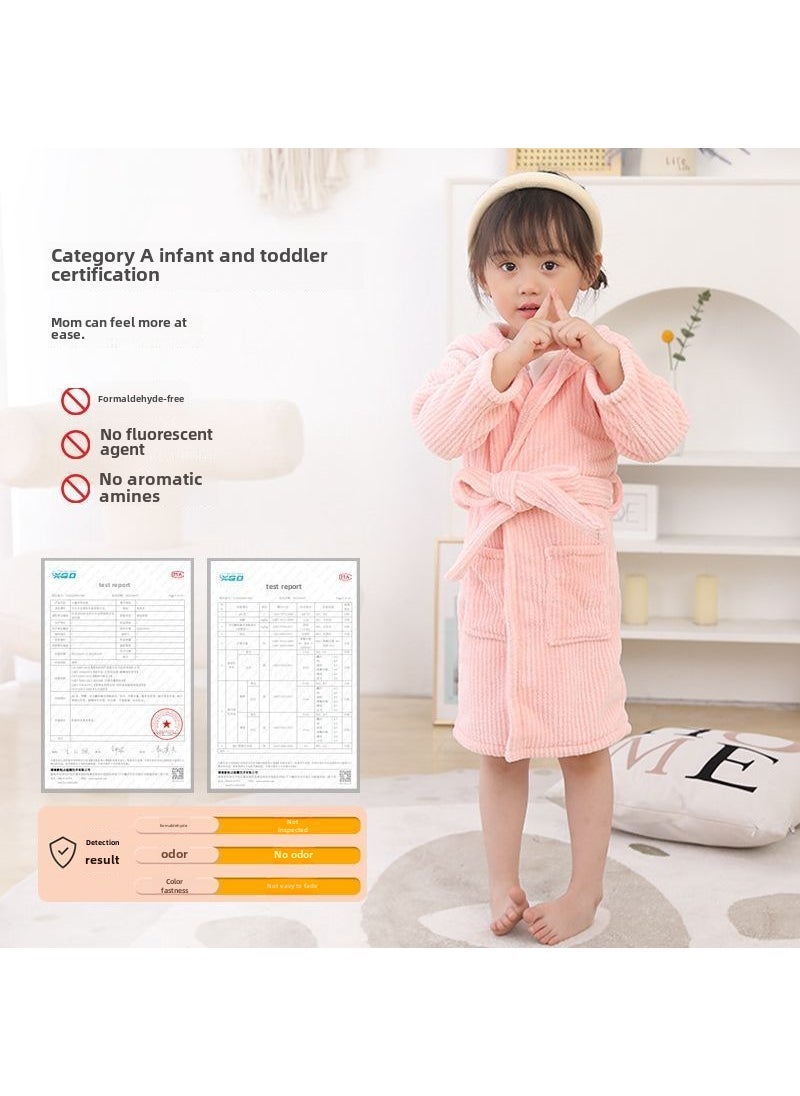 Generic Kids Hooded Bathrobe Absorbent Cotton Thick Home Wear Advanced Grey 