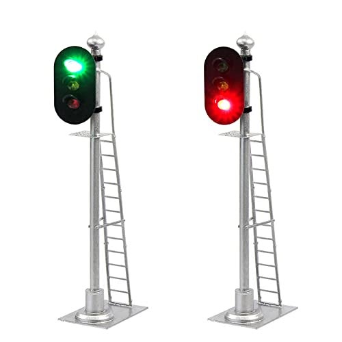 Evemodel JTD433GYR 2PCS Model Railroad Train Signals 3Lights Block Signal 143 O Scale 12V GreenYellowRed Traffic Lights for Train Layout New - Image 1