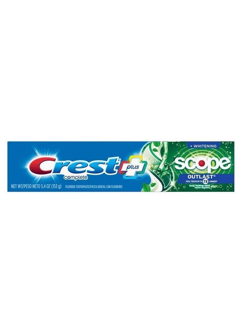 Crest Toothpaste 5.4 Ounce Plus Scope Outlast + Whitening (Pack of 2)