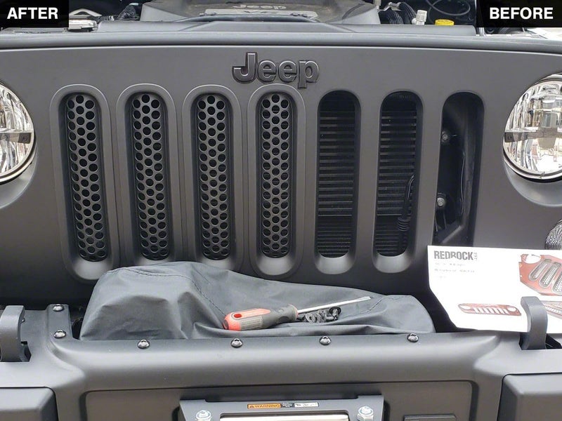 RED ROCK 4x4 Honeycomb Grille Inserts for Jeep Wrangler JK (2007-2018) - Matte Black - Image 2