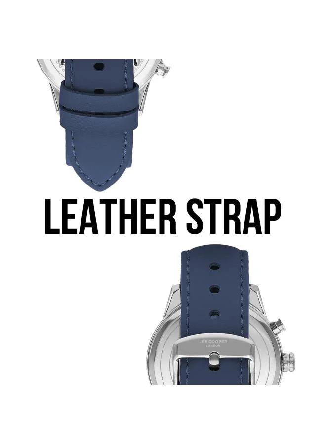 Lee Cooper Lee Cooper Men's VX9NE1 Movement Watch, Multi Function Display and Leather Strap - LC07855.399, Blue
