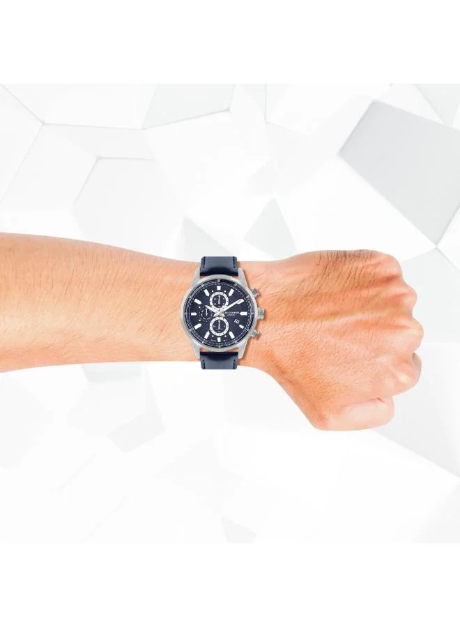 Lee Cooper Lee Cooper Men's VX9NE1 Movement Watch, Multi Function Display and Leather Strap - LC07855.399, Blue