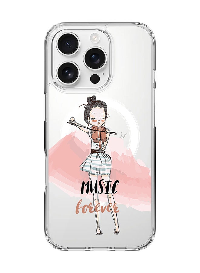 Stylizedd For iPhone 16 Pro Case [Compatible with MagSafe] Slim Magnetic cover Clear Phone Case - Music Forever - Image 1