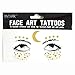 LINGPAR 3 Sheets Face Tattoo Sticker Metallic Shiny Temporary Water Transfer Tattoo for Professional Make Up Dancer Costume Parties Shows Gold Glitter - Image 3