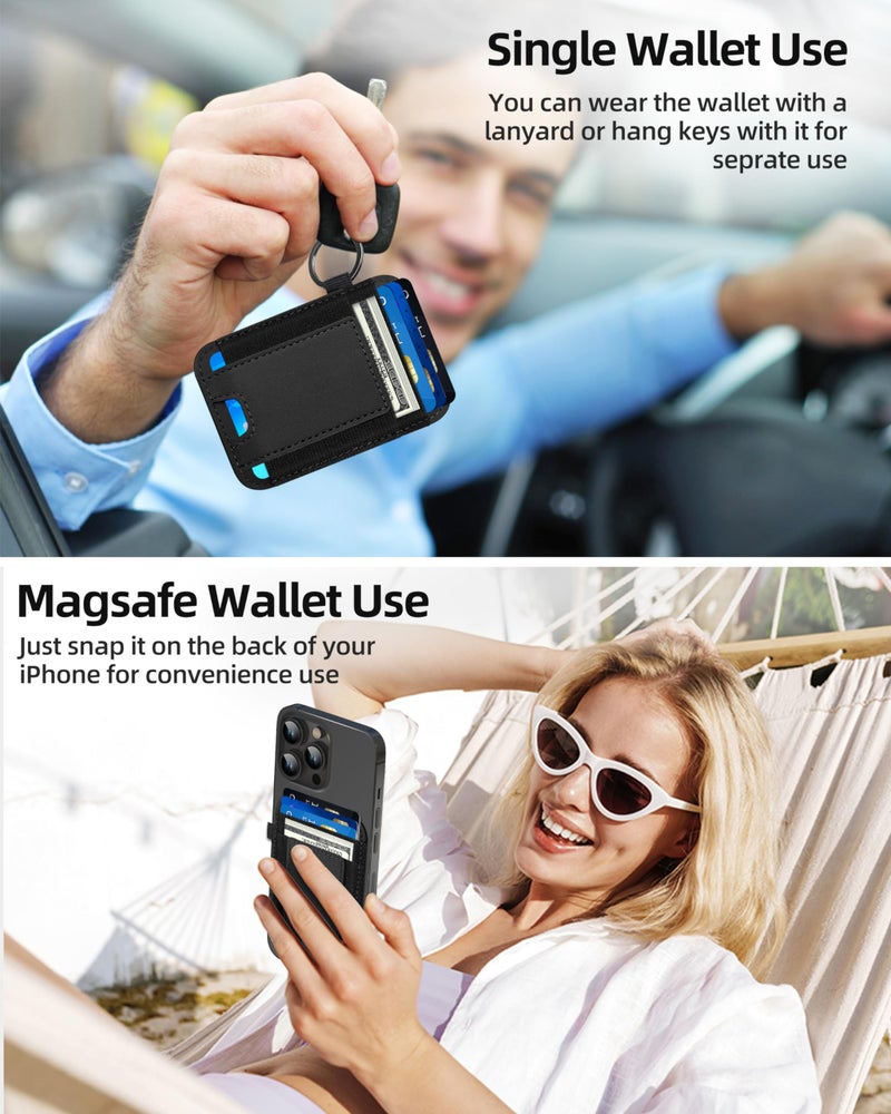 ExtreLife For Magsafe Wallet, Strongest Magnetic Wallet for iPhone 17/16/15/14/13/12 Series, for Magsafe Card Holder with 2 Card Slots, RFID Blocking, Vegan Leather, Hold 7 Cards, Slim, Black - Image 4