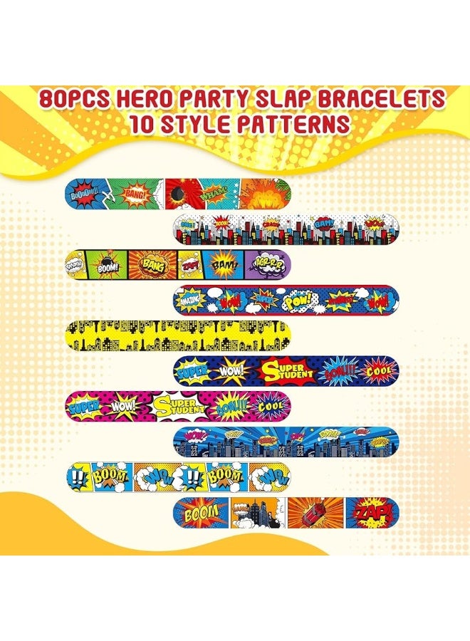 Junkin Hero Tie Dye Party Favors Slap Bracelets for Kids Boys Girls Snap Bracelets Party Supplies Wristband Bracelets Birthday Party Supplies Decorations 10 StylesHero40 Pieces - Image 4