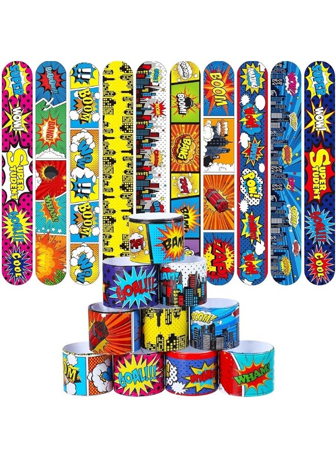 Junkin Hero Tie Dye Party Favors Slap Bracelets for Kids Boys Girls Snap Bracelets Party Supplies Wristband Bracelets Birthday Party Supplies Decorations 10 StylesHero40 Pieces - Image 1