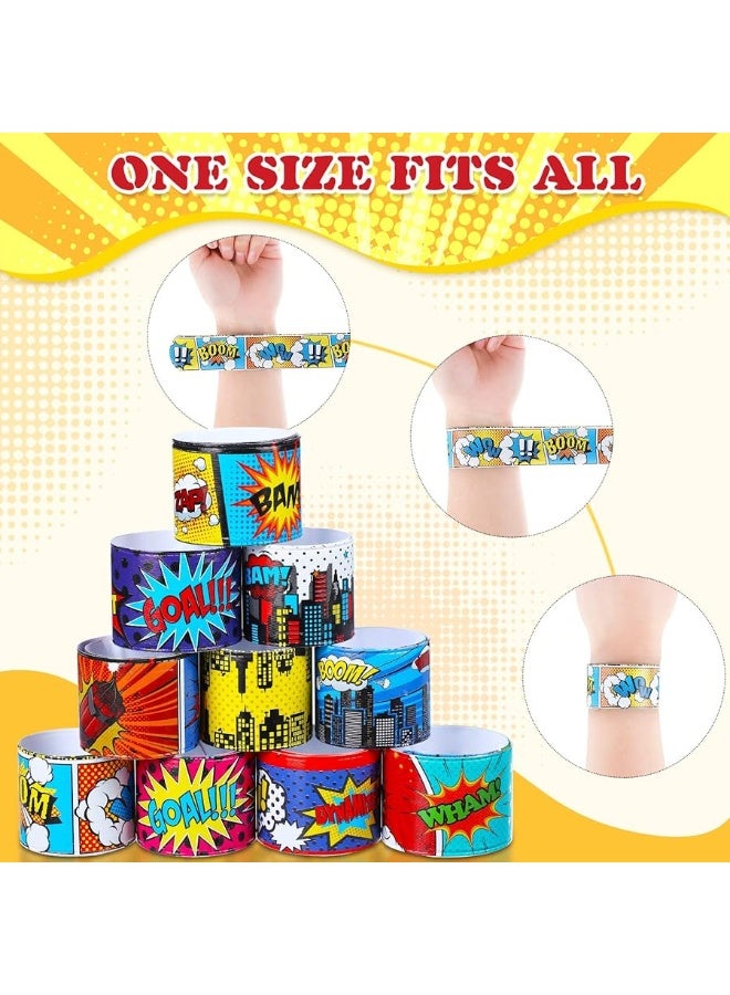 Junkin Hero Tie Dye Party Favors Slap Bracelets for Kids Boys Girls Snap Bracelets Party Supplies Wristband Bracelets Birthday Party Supplies Decorations 10 StylesHero40 Pieces - Image 3