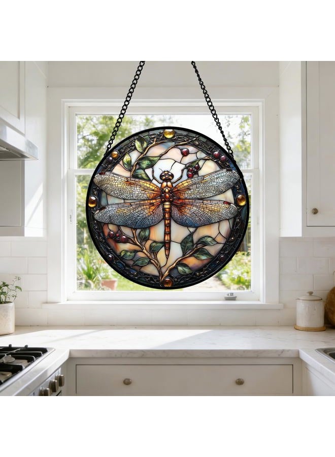 DASTOLL Stained Glass Window Hanging - Dragonfly Plant Suncatcher Ready to Hang Window Doors Home Decoration, Christmas, Mother's Day Birthday Gifts for Women, Men, and Mom 7.8x7.8 in - Image 5