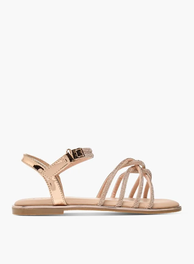 سيليست Girl's Embellished Sandals with Hook and Loop Closure