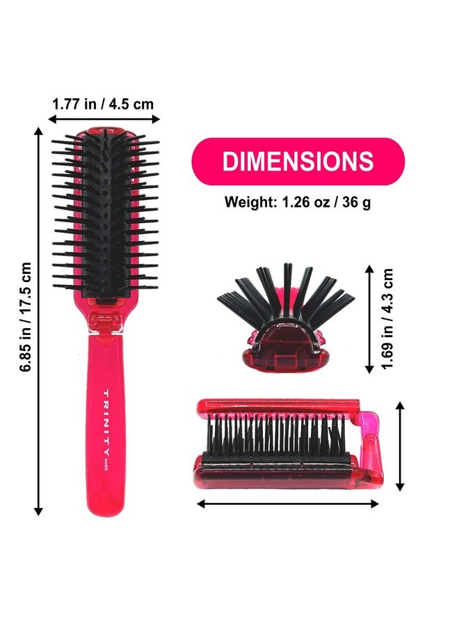 VESS Trinityfolding Hair Brush Foldable Anti Static Hair Detangler Brush Women Travel Size Hair Detangling Brush Hair Styling Brush For Toiletry Bag Travel Purse Locker Gym - Image 3