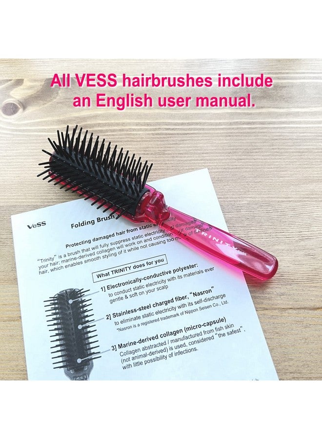 VESS Trinityfolding Hair Brush Foldable Anti Static Hair Detangler Brush Women Travel Size Hair Detangling Brush Hair Styling Brush For Toiletry Bag Travel Purse Locker Gym - Image 4