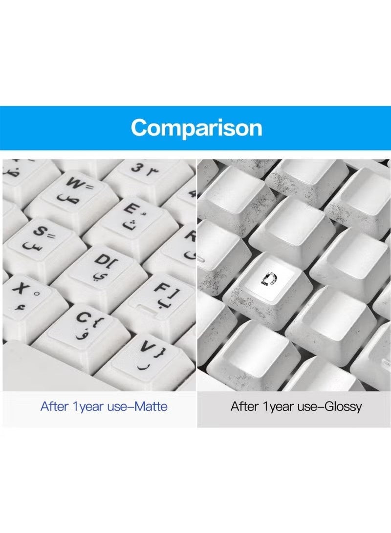 2PCS Arabic Keyboard Stickers  Keyboard Letters Replacement Stickers White Background with Black Font for Computer Laptop Notebook Desktop Matte Arabic Keyboard Alphabet Stickers - Image 4