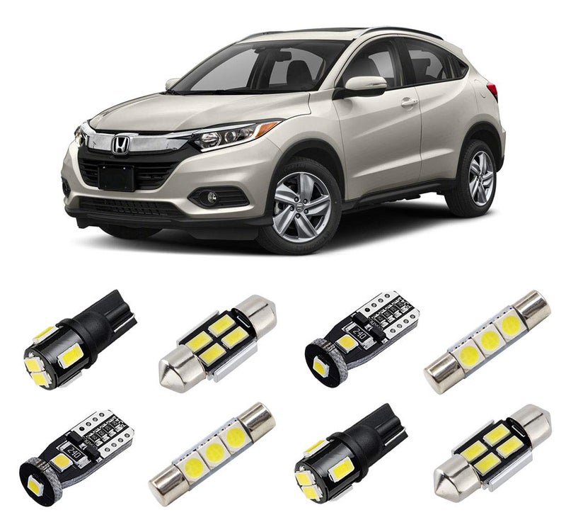 مجموعة أضواء LED داخلية بيضاء BRISHINE لسيارة هوندا HRV HRV 2014 2015 2016 2017 2018 2019 2020 فائقة السطوع 6000K حزمة لمبات LED داخلية وأضواء لوحة الترخيص وأداة التركيب