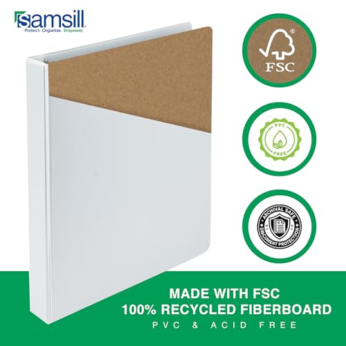 Samsill 1.5 Inch 3 Ring Binder, Made in USA, Economy Round Ring, Clear View Cover, 325 Sheet Capacity - for School, Home, Office - White - Image 5