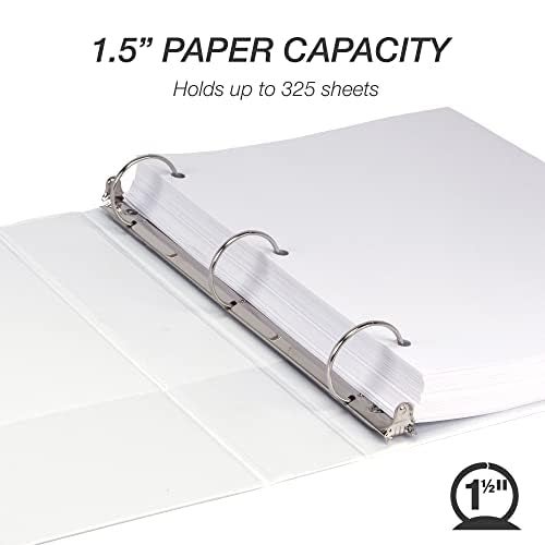 Samsill 1.5 Inch 3 Ring Binder, Made in USA, Economy Round Ring, Clear View Cover, 325 Sheet Capacity - for School, Home, Office - White - Image 4