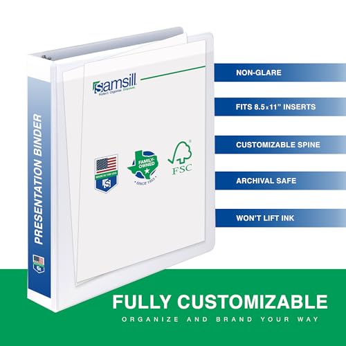 Samsill 1.5 Inch 3 Ring Binder, Made in USA, Economy Round Ring, Clear View Cover, 325 Sheet Capacity - for School, Home, Office - White - Image 3