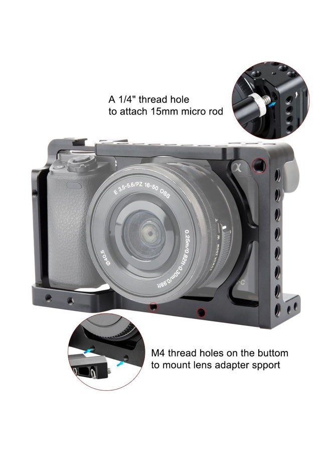 NICEYRIG Camera Cage for Sony A6300 A6400 A6100 A6000 with 1/4 Thread and Cold Shoe - 083 - Image 4