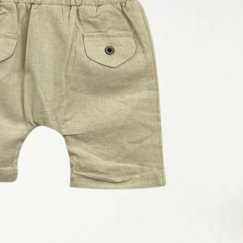 FOR MY BABY Baby Fou Thin Linen Judge Collar Shorts Set - Image 2